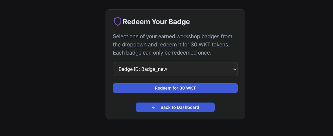 Redeem Badge Interface